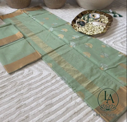 Sage Mist Chanderi silk saree - Chanderi Silk Sarees