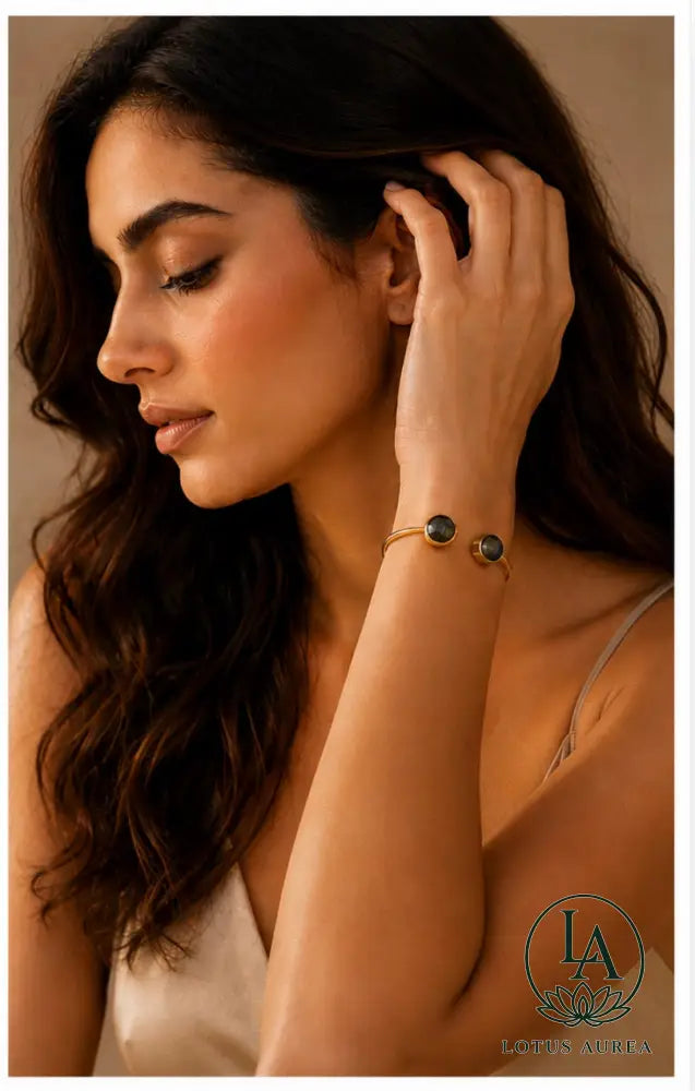 18K Gold-Plated Amethyst Hammered Bangle - Bangle