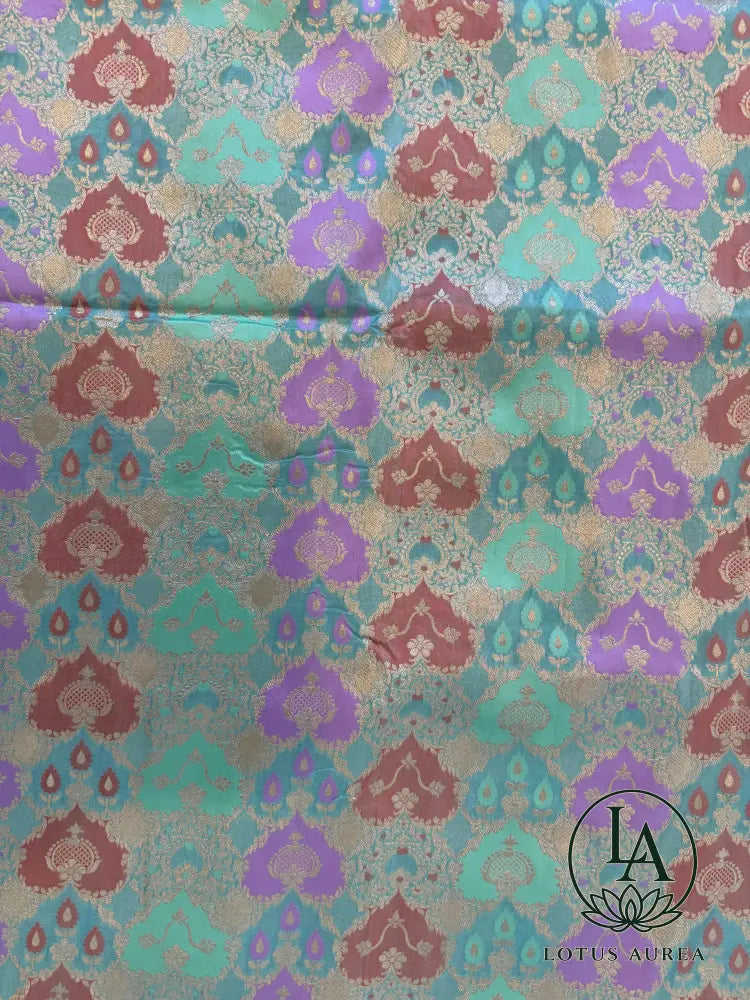 Aqua Blue, Handwoven Banarasi Rangkat Silk Saree with Meenakari Weaving - Banarasi Rankat Saree