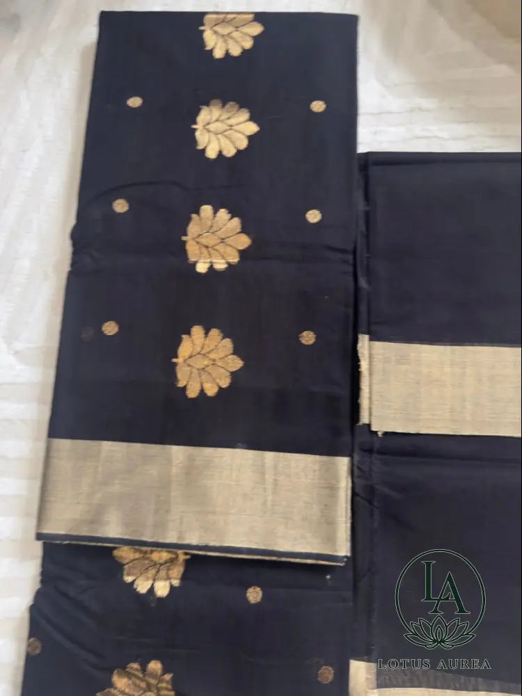 Black Chanderi silk saree - Chanderi Silk Sarees
