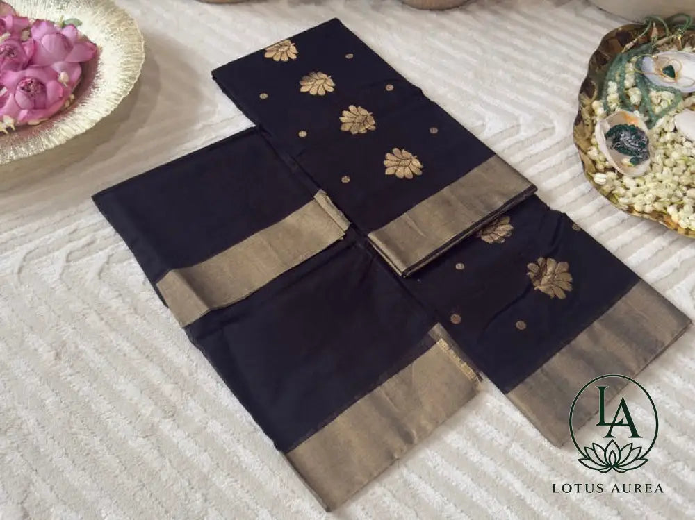 Black Chanderi silk saree - Chanderi Silk Sarees