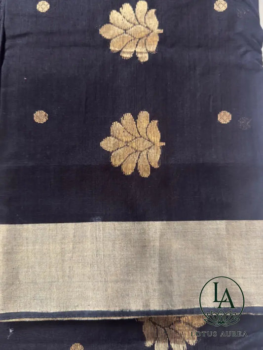 Black Chanderi silk saree - Chanderi Silk Sarees
