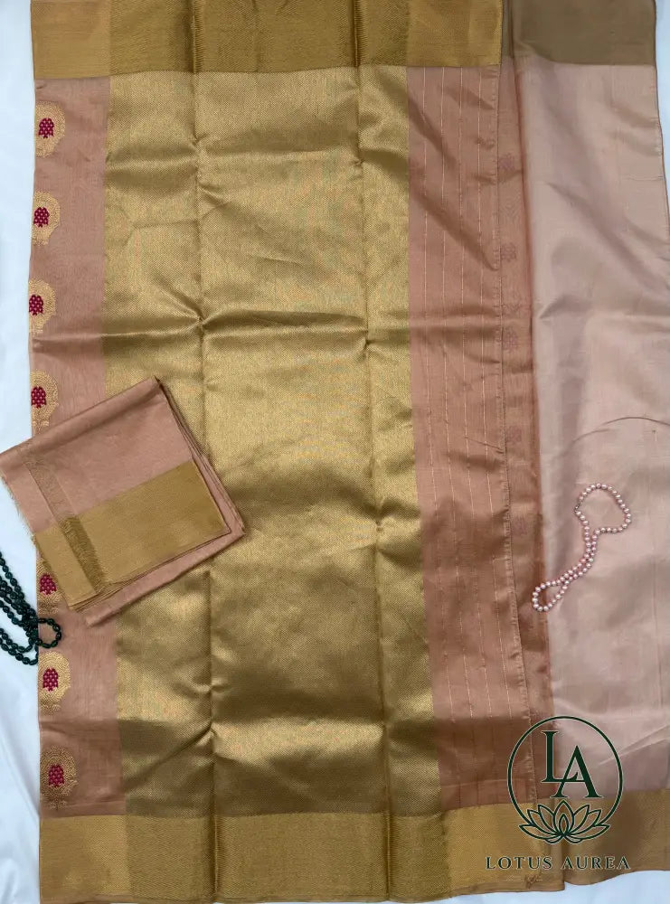 Blush Rose Chanderi Pattu Tissue Silk Saree - Chanderi Pattu Sarees