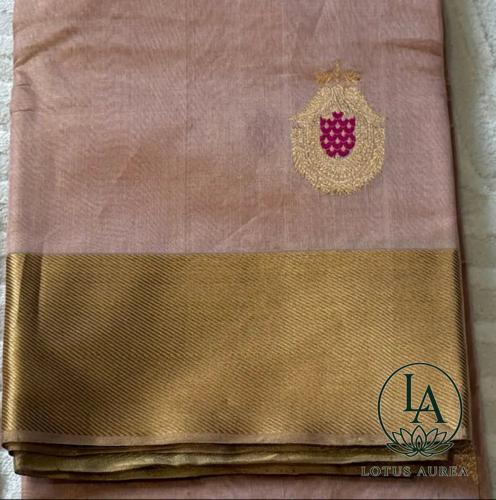 Blush Rose Chanderi Pattu Tissue Silk Saree - Chanderi Pattu Sarees