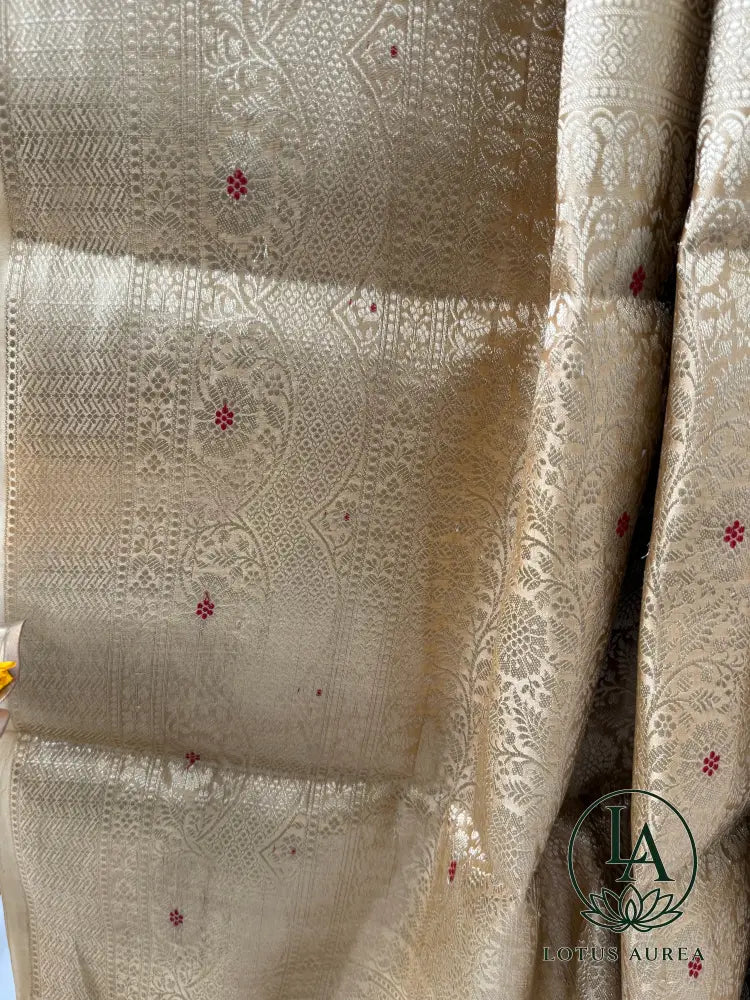 Champagne Gold Handwoven Banarasi Moonga Silk Saree - Banarasi Moonga Silk Saree