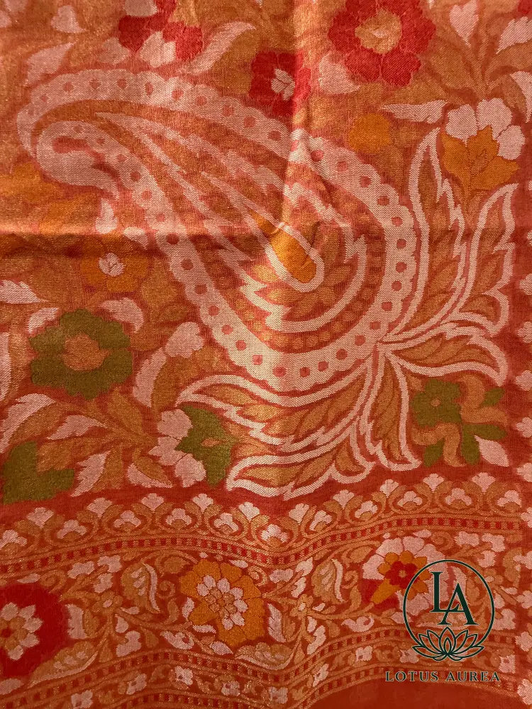 Coral Rose Handwoven Banarasi Jamdani Fine Cotton Saree - Jamdani Saree