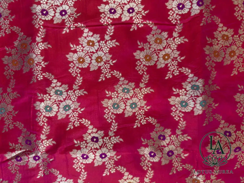 Crimson Empress – Handwoven Pure Banarasi Katan Silk Saree with Jangla Weave & Meenakari Work - Banarasi Jaal weave