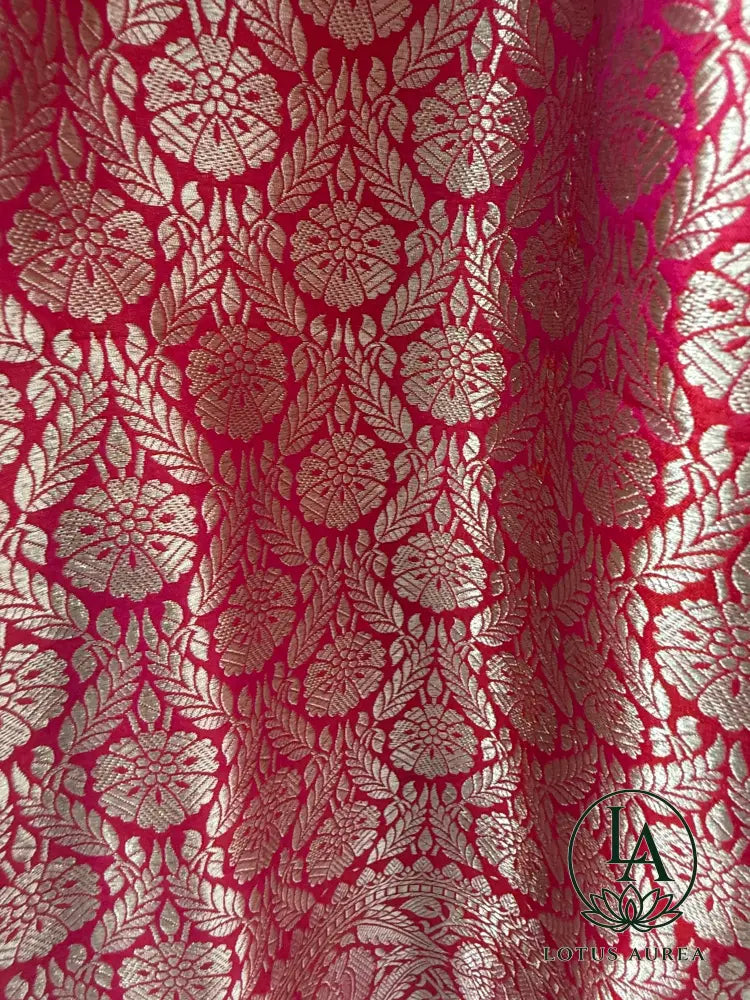 Crimson Empress – Handwoven Pure Banarasi Katan Silk Saree with Jangla Weave & Meenakari Work - Banarasi Jaal weave