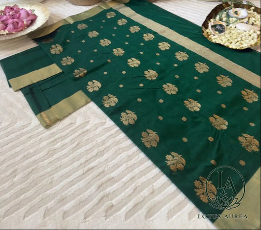 Emerald Green Chanderi silk saree - Chanderi Silk Sarees