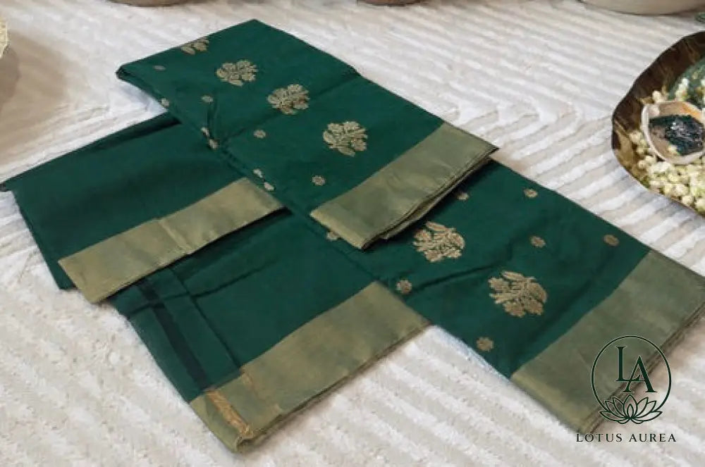Emerald Green Chanderi silk saree - Chanderi Silk Sarees