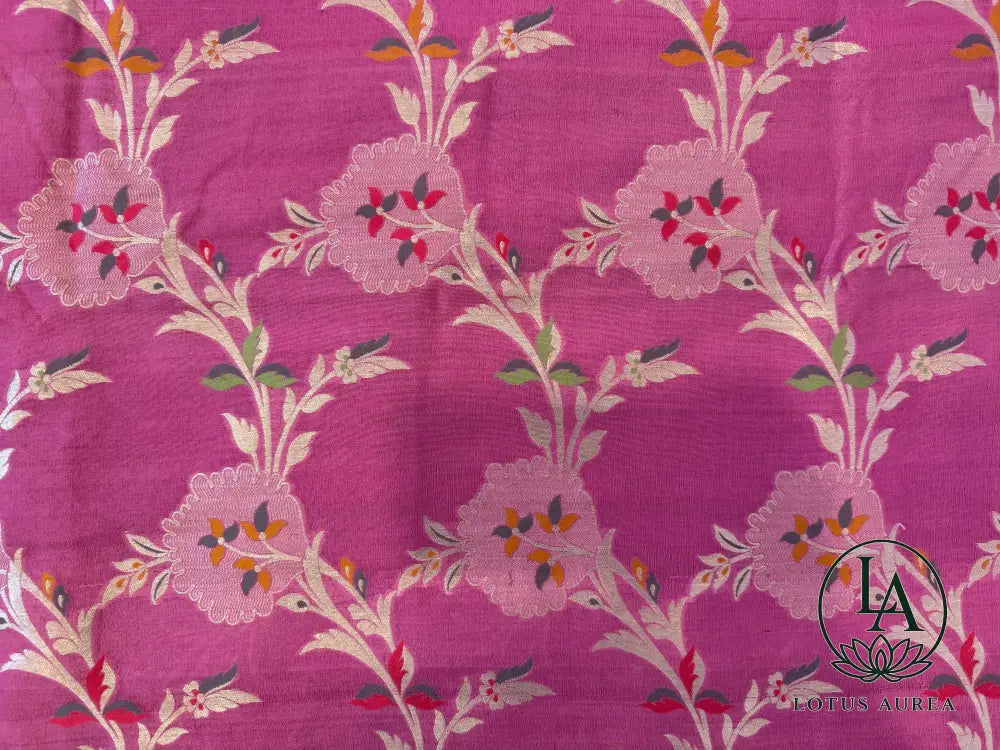 Fuchsia Banarasi Tussar Georgette Meenakari Saree - Banarasi Tussar Silk Saree
