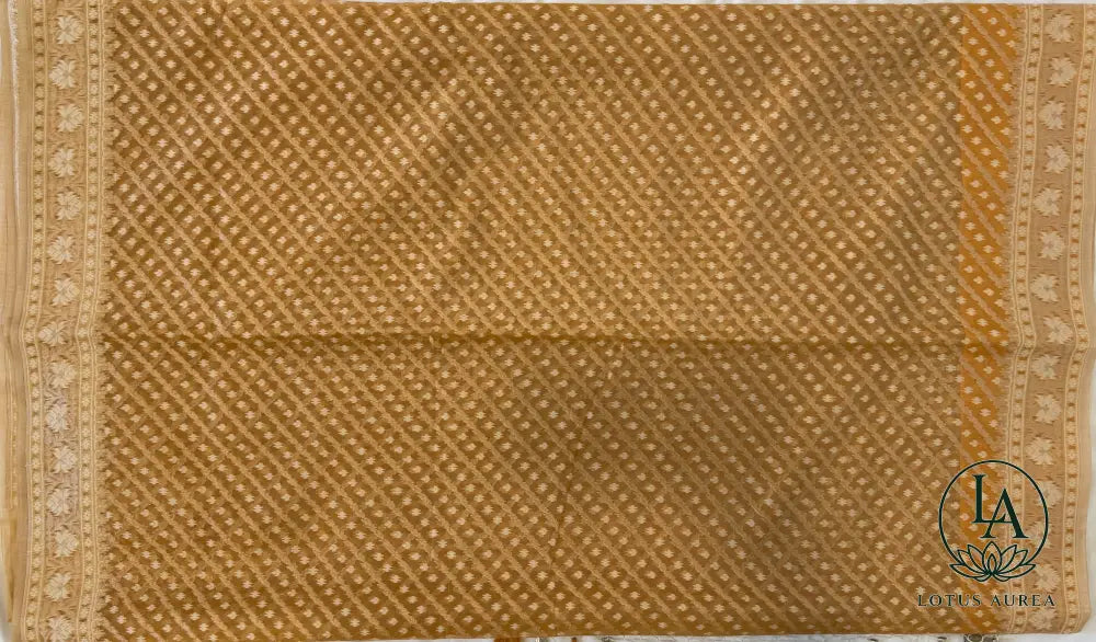 Golden Beige Handwoven Banarasi Cotton Jamdani Saree - Jamdani Saree