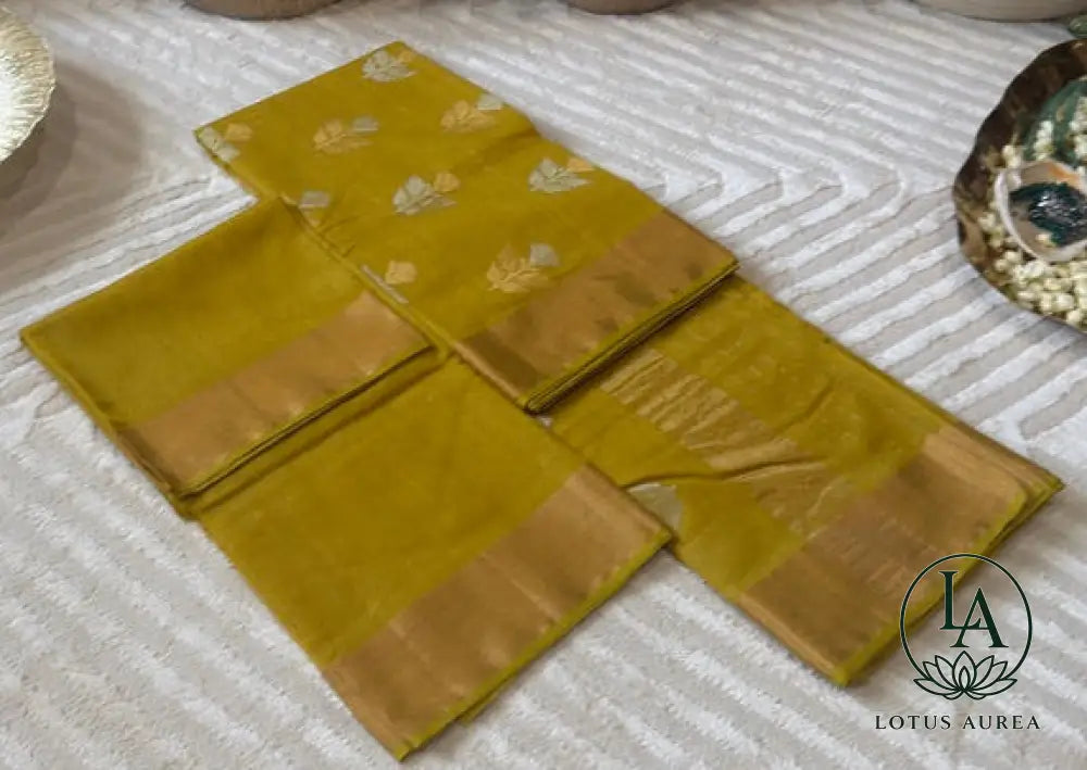 Golden Yellow Chanderi silk saree - Chanderi Silk Sarees