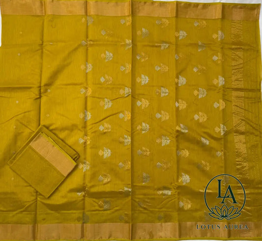 Golden Yellow Chanderi silk saree - Chanderi Silk Sarees