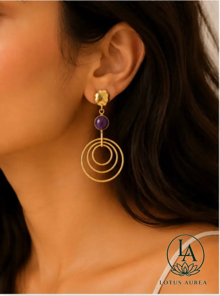 Handcrafted Purple Amethyst Dangle Earrings - Earrings