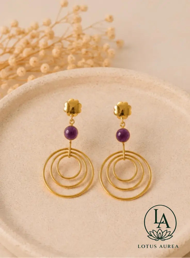 Handcrafted Purple Amethyst Dangle Earrings - Earrings