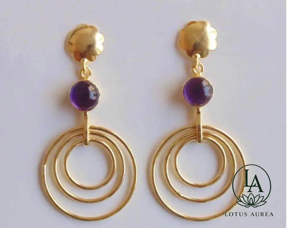 Handcrafted Purple Amethyst Dangle Earrings - Earrings