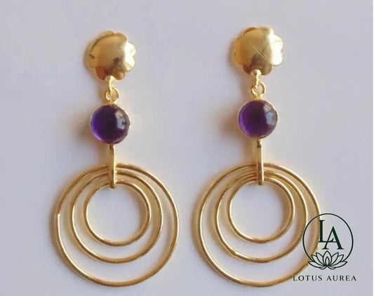 Handcrafted Purple Amethyst Dangle Earrings - Earrings