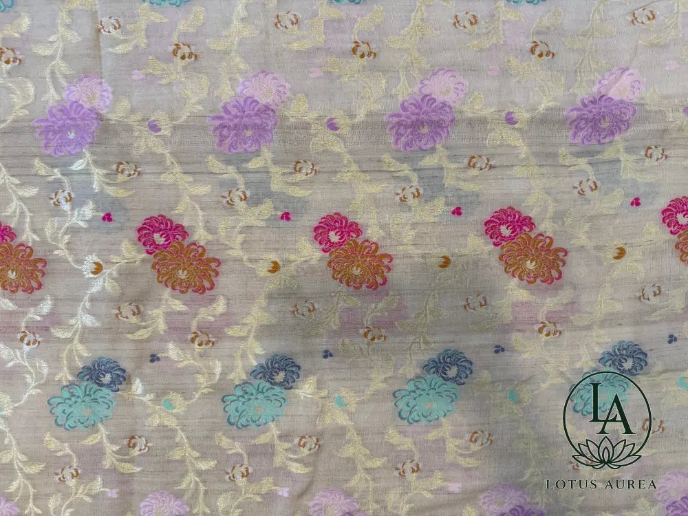 Ivory Gold Banarasi Tussar Georgette with Meenakari work - Banarasi Tussar Silk Saree
