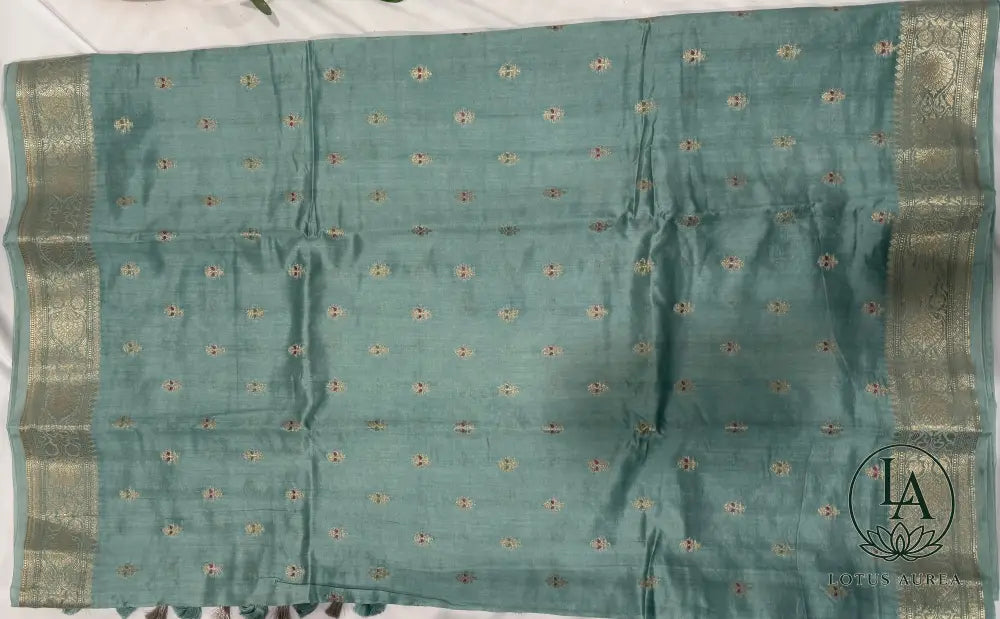 Mint Blue Banarasi Moonga Silk Saree - Banarasi Moonga Silk Saree