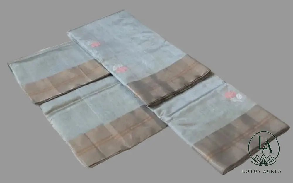 Moonstone Blossom Handwoven Chanderi Pure Silk Saree - Chanderi Pattu Sarees