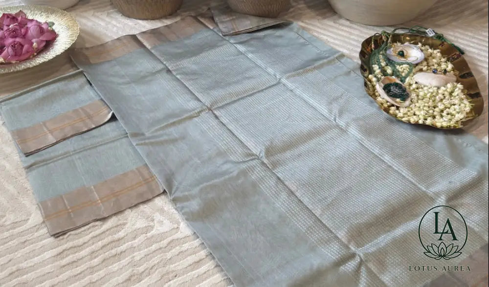 Moonstone Blossom Handwoven Chanderi Pure Silk Saree - Chanderi Pattu Sarees