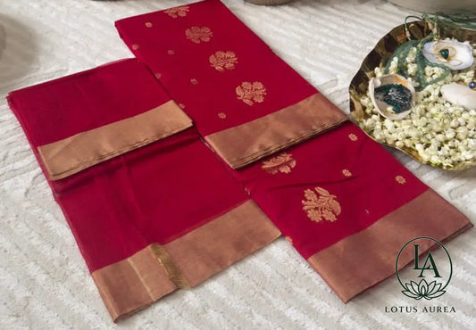 Red Chanderi silk saree - Chanderi Silk Sarees