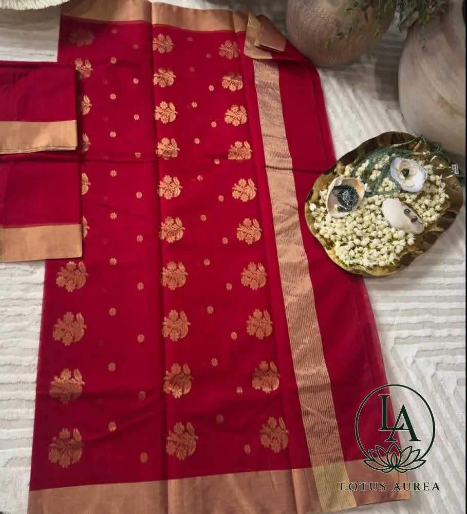 Red Chanderi silk saree - Chanderi Silk Sarees