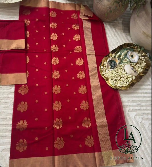 Red Chanderi silk saree - Chanderi Silk Sarees