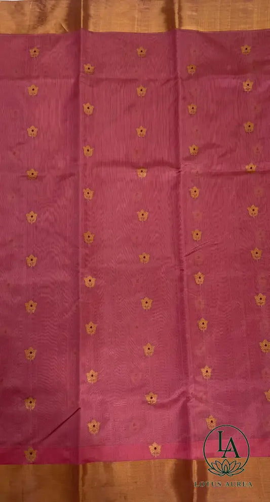Rosewood Pink Handwoven Chanderi Pure Pattu Silk Saree - Chanderi Pattu Sarees