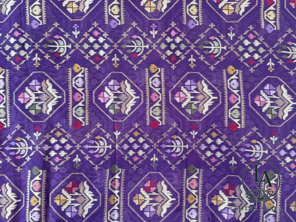 Royal Amethyst Handwoven Banarasi Jamdani Fine Cotton Saree - Jamdani Saree