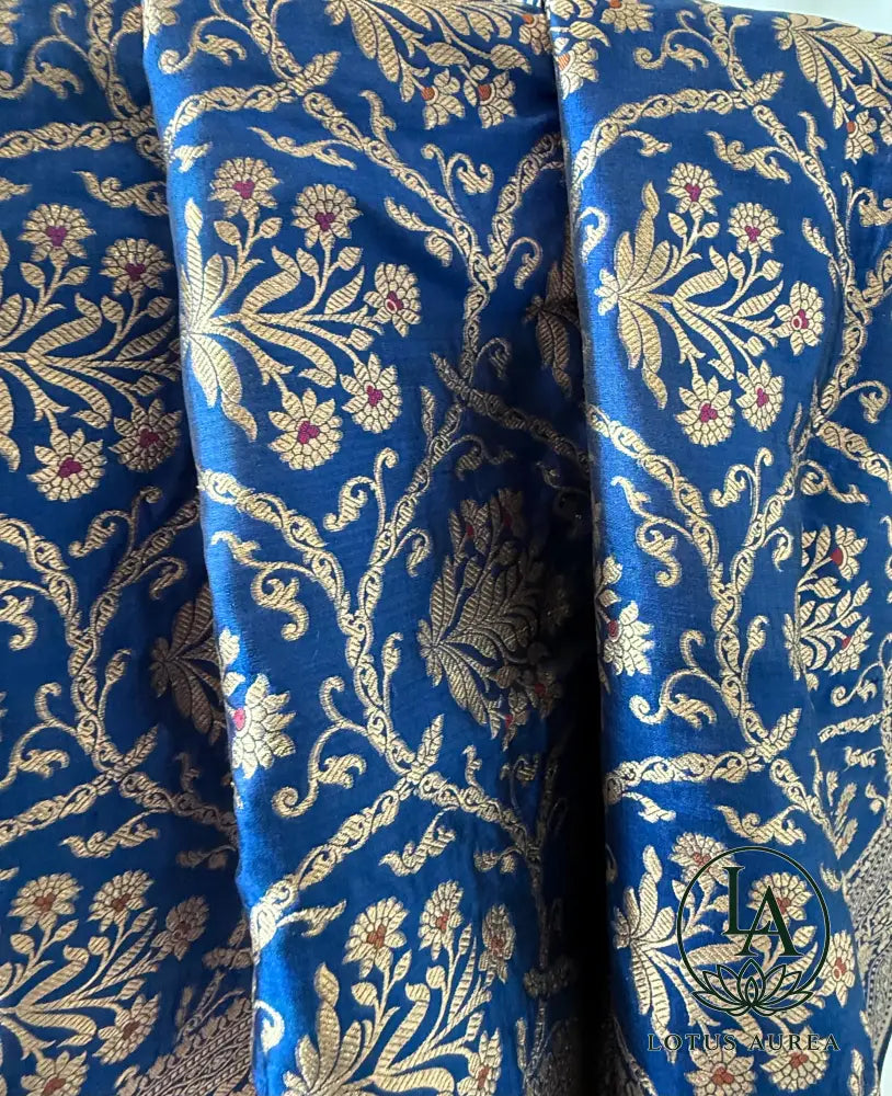 Royal Indigo Handwoven Pure Banarasi Silk Saree - Banarasi Jaal weave Saree