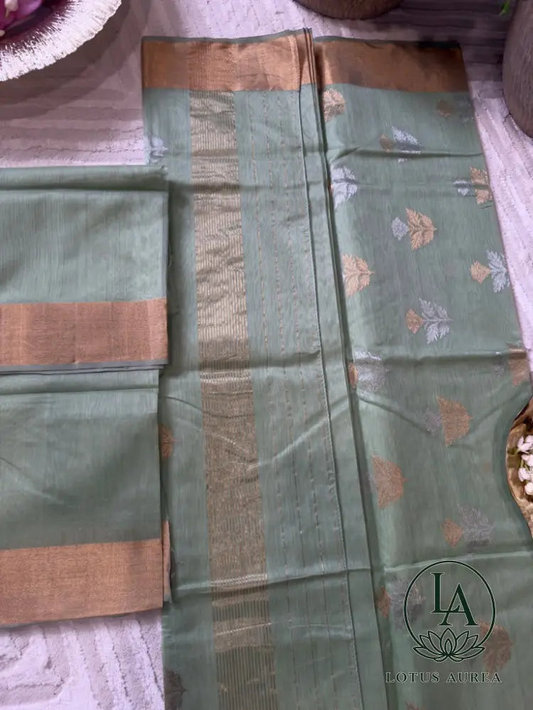 Sage Mist Chanderi silk saree - Chanderi Silk Sarees
